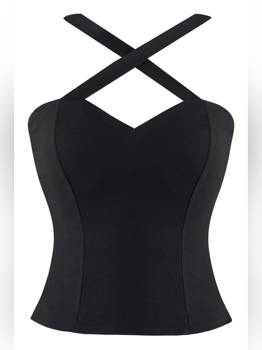 Black Cross-Strap Pinup Top